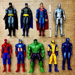 Marvel & DC Super Heros 12” Action Figures Lot of 9